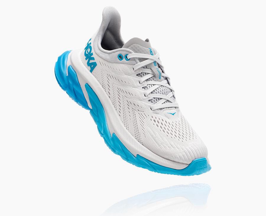 Hoka One One Clifton Edge - Women Running Shoes - White/Blue,Australia NPT-201389